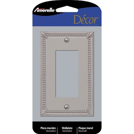 Amerelle Amerelle Imperial Bead Brushed Nickel 1 gang Metal Decorator Wall Plate 1 pk 74RBN